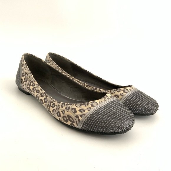 Coach Shine Sequin Flats 9.5B Gray Animal Print Cap-toe - Picture 10 of 10